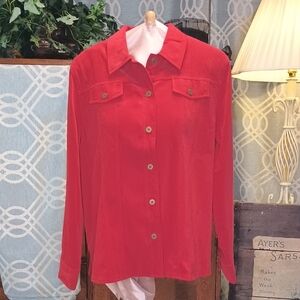 Alfred Dunner Brick Red Button Up Shirt Jacket 14